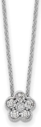 Diamond2Deal 14k Gold 1/4 Ct Lab Grown Diamond Floral Pendant Necklace 18 Clarity VS, Color D-E