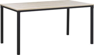 Beliani Beliani - Mesa De Comedor Negra Con Tablero Madera Clara Patas De Metal 150 X 90 Cm Estilo Escandinavo Hockley