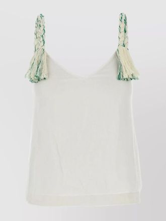 J.W.Anderson tulle top with braided straps and v neckline