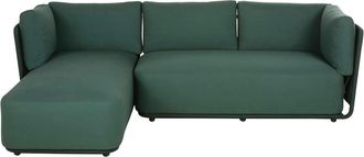 Maisons du monde Sof&aacute; esquinero de jard&iacute;n de 3 plazas de acero y poli&eacute;ster reciclado verde