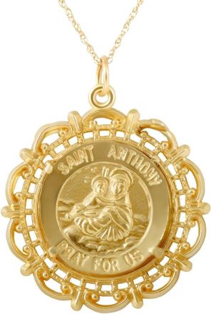 Pompeii3 14k Yellow Gold St. Anthony Medal Pendant 1 Tall 3.5 Grams
