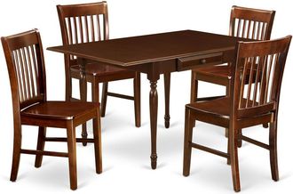 East West Furniture Dining Room Set Mahogany, MZNO5-MAH-W