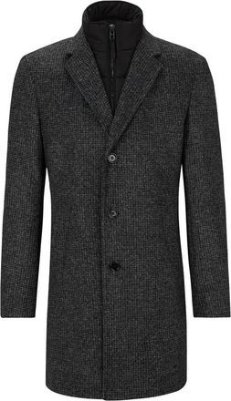 HUGO BOSS Single-Breasted Coat - Heren - Mantel - Grijs - 3XL - Leer - Jassen