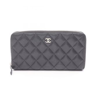 Chanel Black Leather Long Wallet (Bi-Fold) (Pre-Owned)