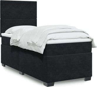 vidaXL Vidaxl - Cama Box Spring Con Colch&oacute;n Cuero Sint&eacute;tico Negro 90x190 Cm