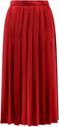 Gucci Geplooide Zijden Jacquard Midirok - Dames - Midirokken - Rood - XL - Rokken