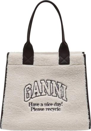 Ganni Shearling XXL Tote - Dames - Shoppers - Wit - ONE Size - Leer - Tassen