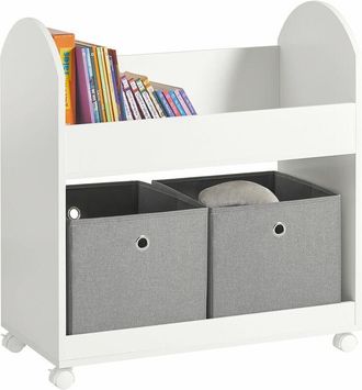 SoBuy Sobuy - Estantería Infantil de Juguetes y Libros Librería Infantil con 2 Cestas 70 x 40 x 78 cm KMB53-W es