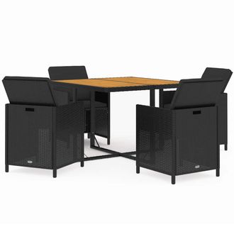 vidaXL Vidaxl - Set Comedor De Jard&iacute;n 5 Pzas Con Cojines Rat&aacute;n Sint&eacute;tico Negro