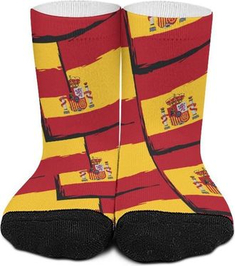 Generic Spain Flag Or Banner Color Matching Stockings for Women Men Casual Sports Socks Patterned Trendy Tube Socks
