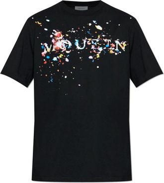 Alexander McQueen Tops, Heren, Zwart, 3Xl, Katoen, Confetti Logo T-Shirt