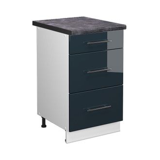 Vicco Mueble Bajo De Cocina Fame-line, Azul Oscuro Alto Brillo, 50 Cm, Et Antracita Vicco