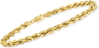 Canaria Canaria Mens 4mm 10kt Yellow Gold Rope Chain Bracelet