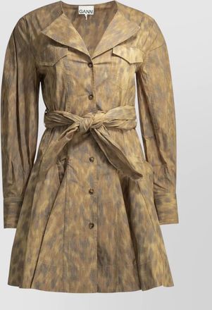 Ganni animal print shirt dress belted waist