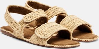 Khaite Boden leather-trimmed raffia sandals