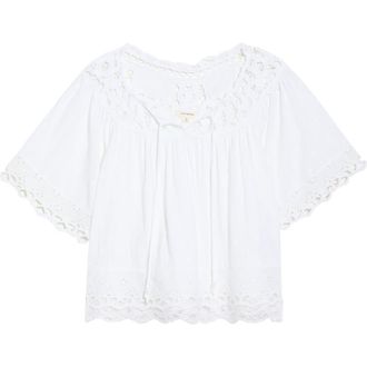 Lucky Brand Battenburg Lace Embroidered Top in Bright White at Nordstrom, Size Xx-Large