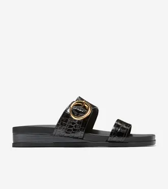 Cole Haan Womens Oaklynn Double Band Footbed Sandals - Black Size 10.5