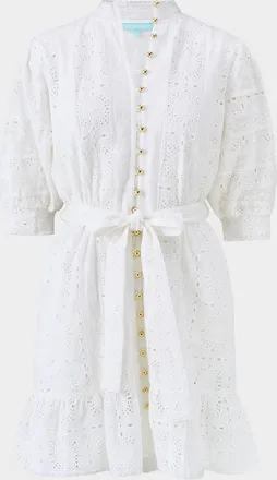 Melissa Odabash Reagan Eyelet Button-Front Mini Dress