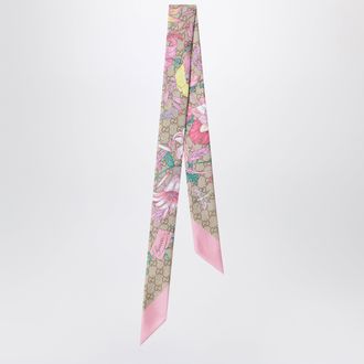 Gucci Printed silk ribbon with Flora motif in pink