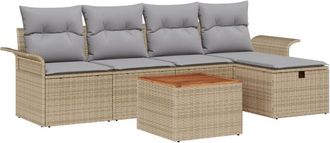 vidaXL Garden Sofa Set with Cushion 6 pcs Beige Poly Rattan vidaXL