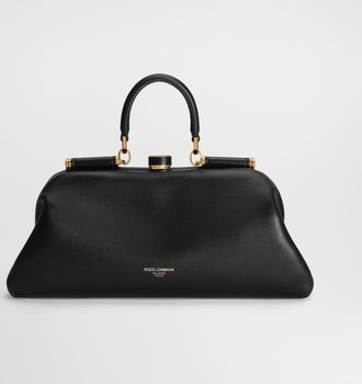 Dolce & Gabbana Medium Grandma Handbag In Plong&eacute; Nappa Leather - Woman Handbags Black Onesize