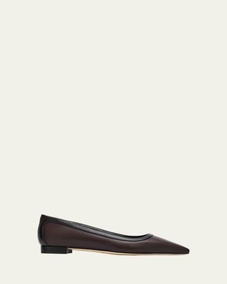 Manolo Blahnik Filotas Leather Ballerina Flats