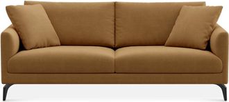 Castlery Lena Sofa Customized, Caramel Performance Fleece, Matte Black Legs, Spill Resistant, Removable Covers for Sofas, Castlery