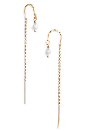 Set & Stones Madeline Freshwater Pearl Threader Earrings in Gold at Nordstrom