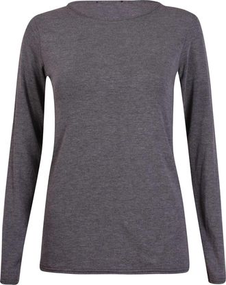 Purple Hanger New Ladies Plain Stretch Fit Long Sleeve Womens T-Shirt Round Neck Basic Top Dark Grey Size 8 - 10