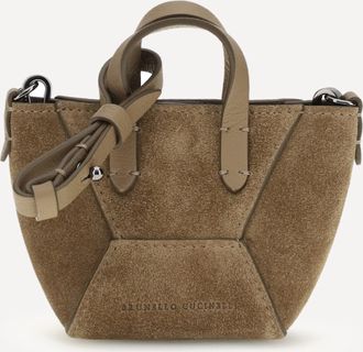 Brunello Cucinelli Borsa a Tracolla micro in camoscio con Precious Chain Woman UNI