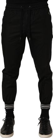 Dolce & Gabbana Mens Black Cotton Mid Waist Jogger Sweatpants Pants