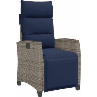vidaXL Silla De Jard&iacute;n Reclinable Con Mesa Auxiliar Rat&aacute;n Gris Vidaxl