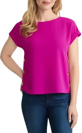 Jones New York Side Button Detail Top in Bright Orchid at Nordstrom, Size X-Large