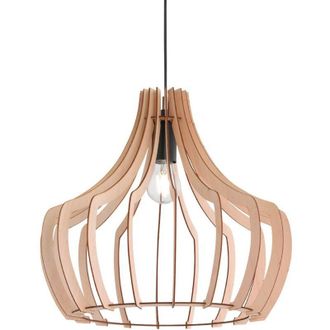 Eglo Eglo - Suspensi&oacute;n Madera 1xe27 Tiras Campana Madera Natural &Oslash;44 Cm Trio Iluminaci&oacute;n