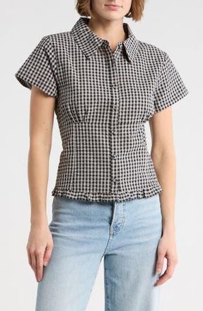 Vigoss Gingham Fitted Top in Black at Nordstrom Rack, Size X-Small
