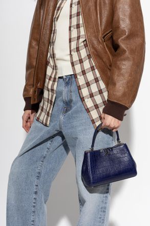 Tory Burch Eleanor Mini Hand Bag, Womens, Navy Blue