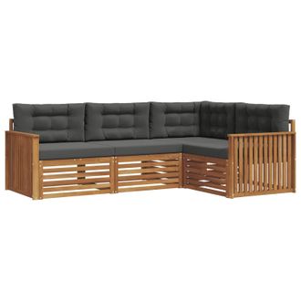 vidaXL Conjunto De Sof&aacute;s De Exterior 4 Pcs Natural Y Antracita Vidaxl
