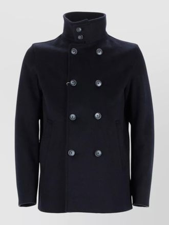 Herno double-breasted high-collar peacoat