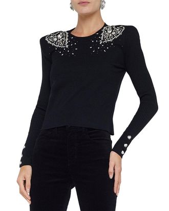 L'agence Lagence Cesca Crystal Heart Crop Sweater