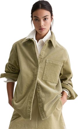 Marc O'Polo Denim Hemdbluse MARC OPOLO DENIM, Damen, Gr. S, artichoke leaf, Cord, Obermaterial: 98% Baumwolle, 2% Elasthan, relaxed fit, 1-Knopf-Manschette, Blusen Hemd