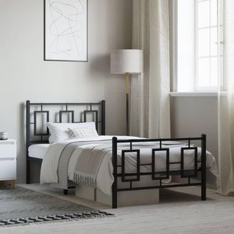 Berkfield Home Metal Bed Frame without Mattress with Footboard Black 90x200cm | Size: 90x200 cm