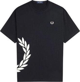 Fred Perry Textured Laurel Wreath T-Shirt - Heren - T-shirts - Zwart - XS - Katoen - Tops