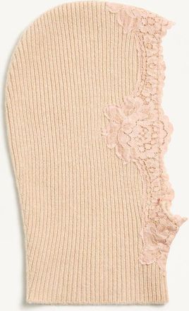 Valentino Garavani Cappuccio VLogo Signature In Cachemire E Pizzo Donna ALABASTER L/X