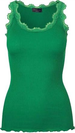 Rosemunde Womens Silk Tank Top With Lace In Jolly Green