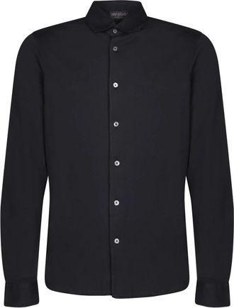 Dell'Oglio Zwarte Shirts Verhoog Stijl - Heren - Casual Overhemden - Zwart - M - Katoen - Overhemden