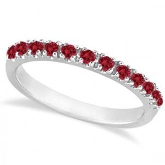 Allurez Lab Ruby Stackable Ring Guard Band 14K White Gold (0.37ct)