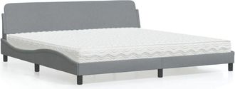 vidaXL Vidaxl - Cama Con Colch&oacute;n Tela Gris Claro 200x200 Cm