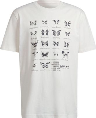 adidas Mens adidas originals Butterfly Printing Casual Sports Loose Short Sleeve White T-Shirt HF4801