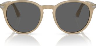 Persol 0po3152s Rounded Translucent Beige Acetate Sunglasses
