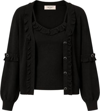 Twinset Actitude Completo - Dames - Vesten - Zwart - M - Polyester - Truien & Vesten